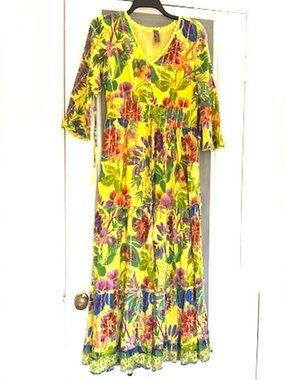 Anthropologie Me 2 Magic Floral Tropical Tiered Maxi Dress Festival Maximalist